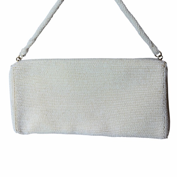 Vintage Dellill Beaded Floral Purse Cream Handmade in Japan sequin beaded - Picture 6 of 8